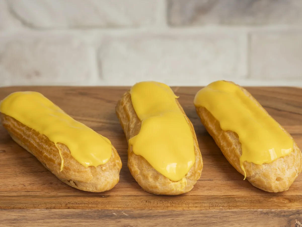 Eclairs, mango passion fruit